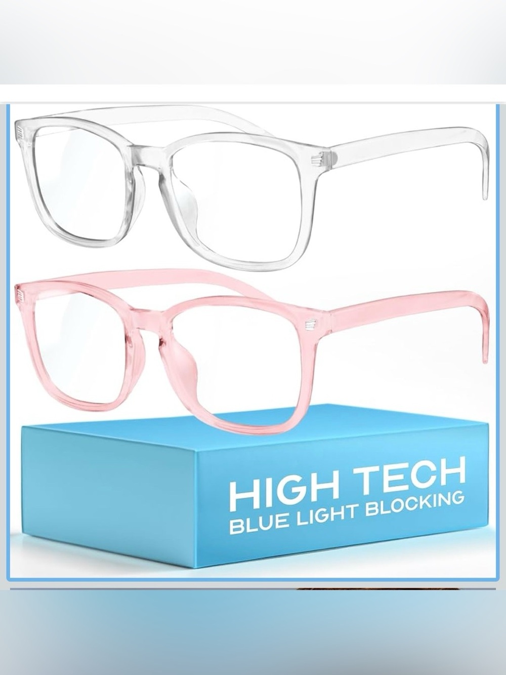 NWT Blue Light Blocking Glasses - Clear & Pink Frames